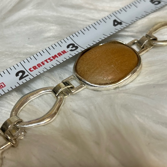 Vintage MCM Natural Wood And Milky Opalescent Chain Bracelet - Picture 12 of 16